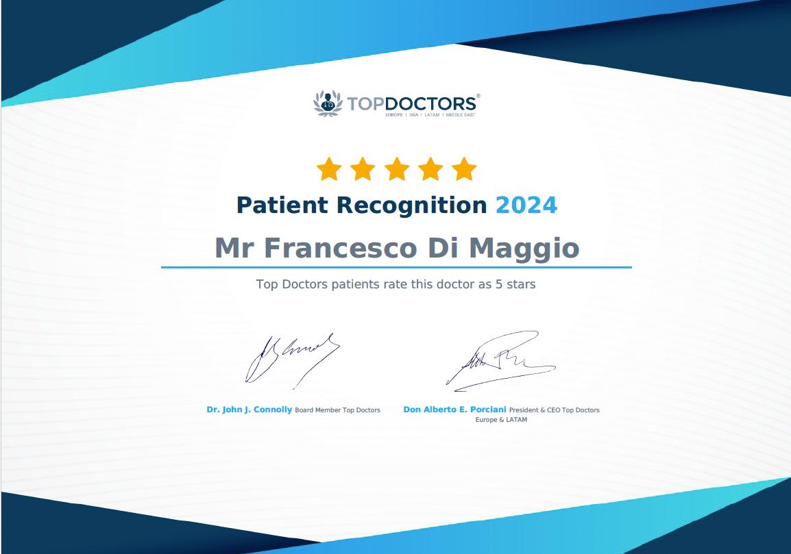Top Doctors Certificate – Mr Francesco Di Maggio